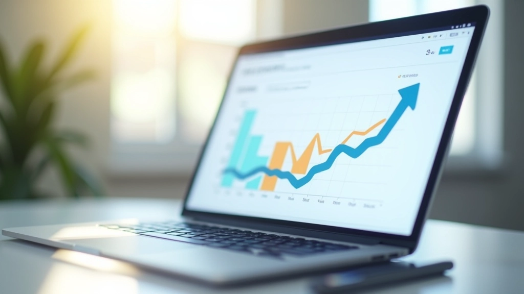 Graphique de croissance des revenus montrant une tendance positive sur un tableau de bord analytique