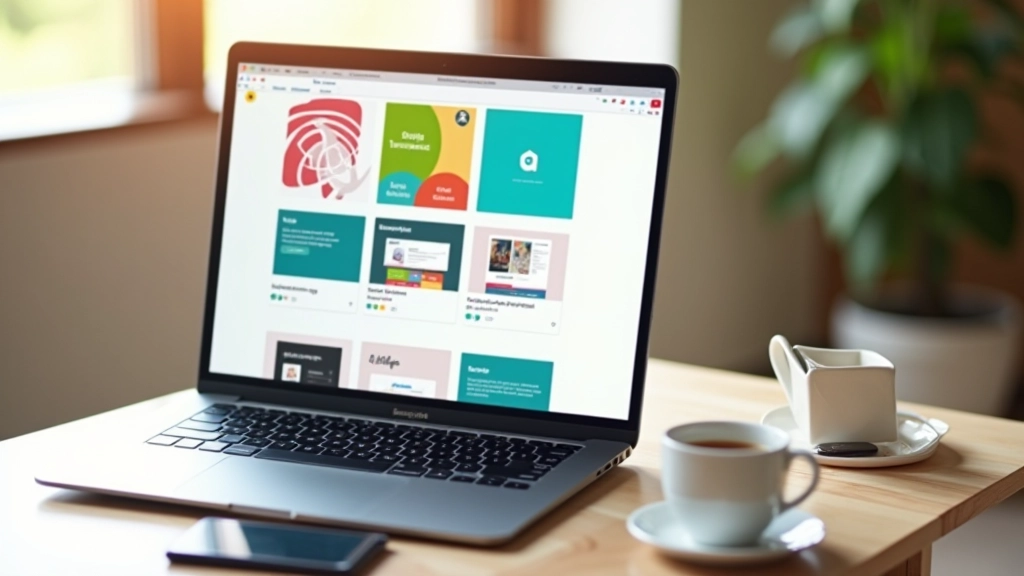 Écran d'ordinateur affichant différents types de produits numériques : eBook, template, presets photographiques et cours en ligne