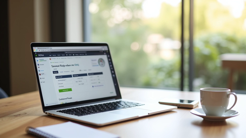 Espace de travail moderne avec ordinateur portable affichant une plateforme e-commerce