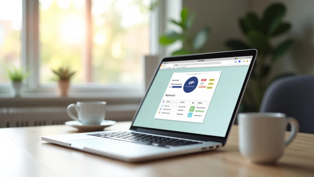 Espace de travail moderne avec ordinateur portable et applications de revenus affichées à l'écran