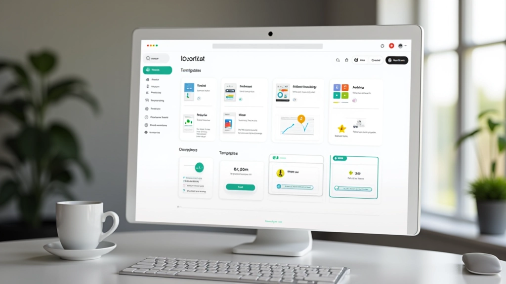 Interface Notion affichant plusieurs types de templates organisés par catégories avec des icônes colorées